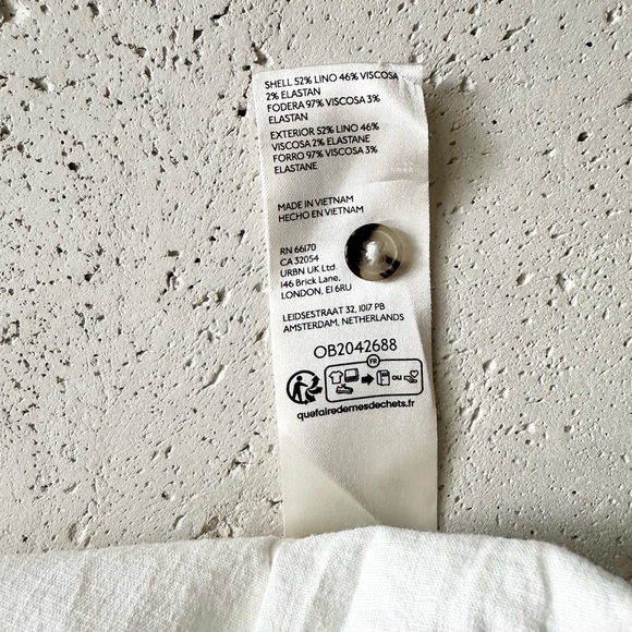 Anthropologie Cap Sleeve Collared Linen Rouched Mini Dress Medium. Summer dress - Picture 9 of 15